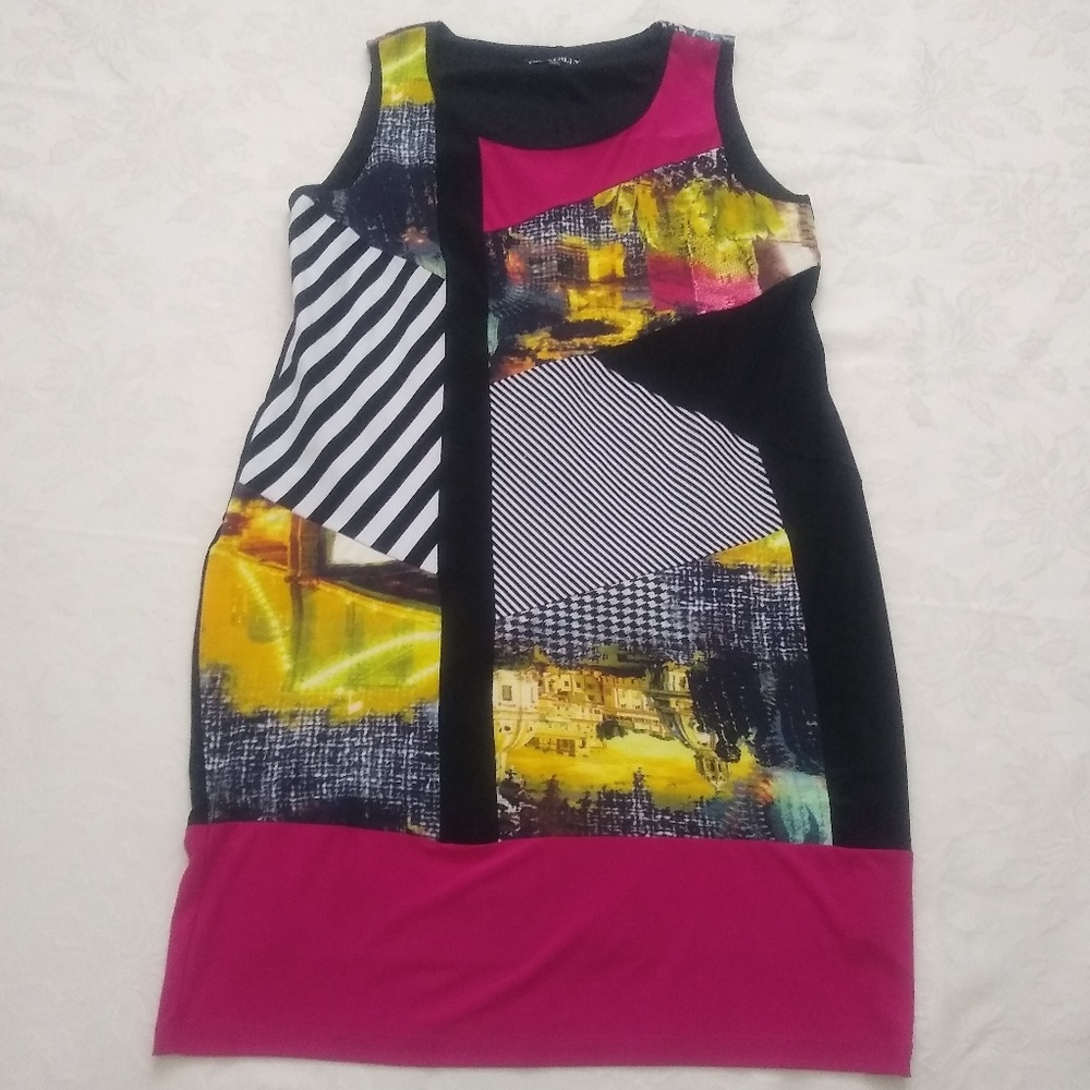 Picadilly Wearable abstract art cocktail dress multi color